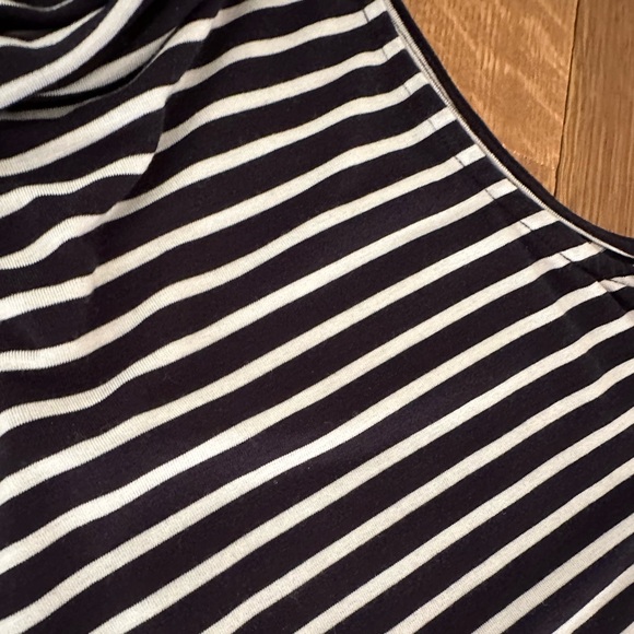 Athleta Mock Neck Navy Blue & White Striped Sleeveless Top Yoga Tank Tunic - Picture 4 of 5